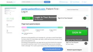 Access portal.patientfirst.com. Patient First - Log in