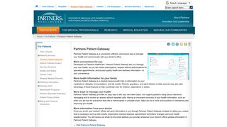 Partners Patient Gateway | For Patients | Partners HealthCare
