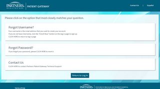 Log In Help? - Patient Gateway - Partners HealthCare