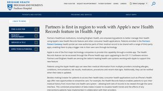 Partners is first in region to work with Apple's new Health Records ...
