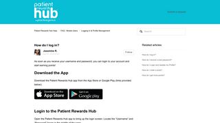 How do I log in? – Patient Rewards Hub Help