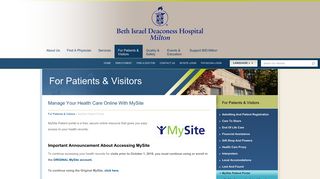 MySite Patient Portal - Beth Israel Deaconess Hospital-Milton