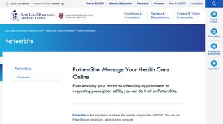 PatientSite: Manage your health care anytime, anywhere | BIDMC of ...
