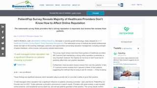PatientPop Survey Reveals Majority of Healthcare Providers Don't ...
