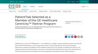 PatientTrak Selected as a Member of the GE Healthcare Centricity ...
