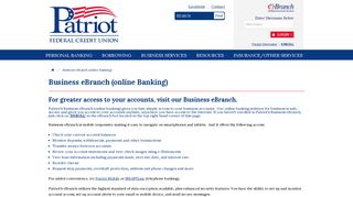 Business eBranch (online Banking) - Patriot Federal Credit Union