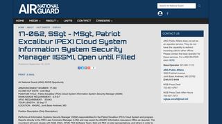 17-062, SSgt - MSgt, Patriot Excalibur (PEX) Cloud System Information ...