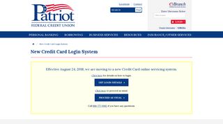 New Credit Card Login System - Patriot Federal Credit Union