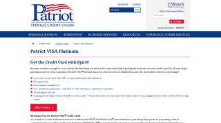 Patriot VISA Platinum - Patriot Federal Credit Union