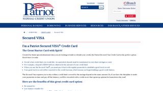 Secured VISA - Patriot Federal Credit Union