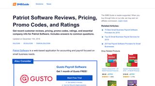 Patriot Software Reviews, Pricing, Promo Codes, and Ratings