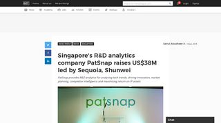 Singapore's R&D analytics company PatSnap raises US$38M led by ...