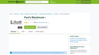 Paul's Warehouse Reviews - ProductReview.com.au