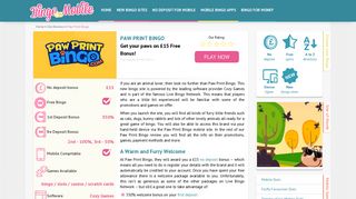 Paw Print Bingo Review - Get £15 FREE no deposit bonus!
