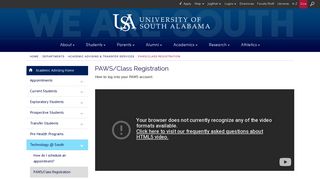 PAWS/Class Registration - University of South Alabama