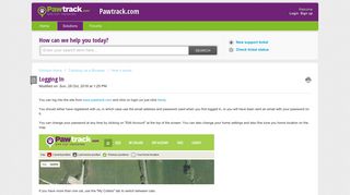 Logging In : Pawtrack.com