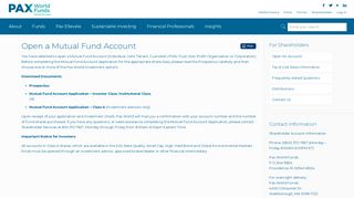 Mutual Fund - Pax World Funds