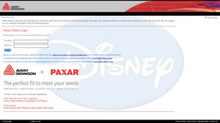 Paxar Online Disney Login Page - Avery Dennison