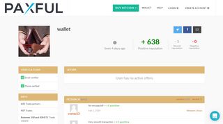 wallet's Paxful profile
