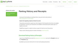 Parking History and Receipts – PayByPhone Support