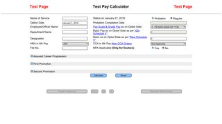 Test Pay Calculator - Finance Department