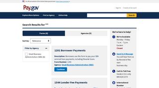 SBA - Pay.gov - Agency Forms List