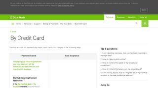 Bill Payment by Credit Card | StarHub Support