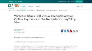 Wirecard Issues First Virtual Prepaid Card for ... - PR Newswire UK