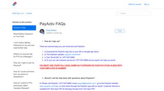 PayActiv FAQs – RPM Pizza, LLC.