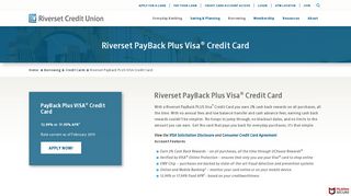 PayBack PLUS VISA Credit Card - Riverset Credit Union