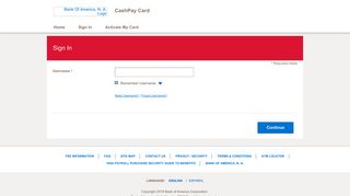 CashPay Card - Sign In - Bank of America