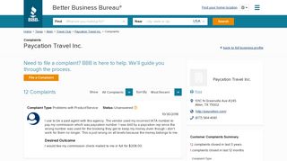 Paycation Travel Inc. | Complaints | Better Business Bureau® Profile