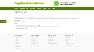 Login Welcome page - PayCheck Stub Online