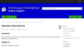 Paychex Citrix Service - K12USA Support Knowledge Base