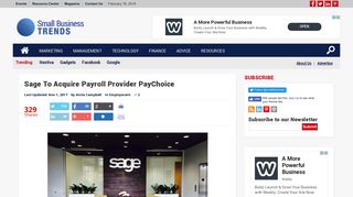 Sage To Acquire Payroll Provider PayChoice - Small Business Trends