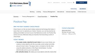 Positive Pay - City National Bank
