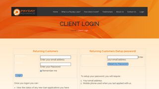 Client Login - Payday Advance