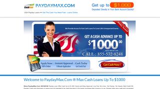 PaydayMax.Com ® Cash Loans Online Up To $1000 ...
