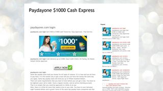 Paydayone $1000 Cash Express: paydayone.com login
