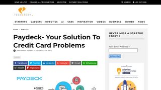 Paydeck- Your Solution To Credit Card Problems - TechStory
