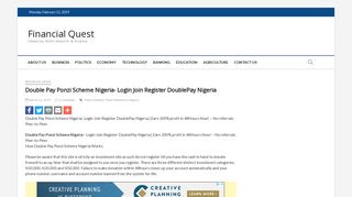 Double Pay Ponzi Scheme Nigeria- Login Join Register DoublePay ...