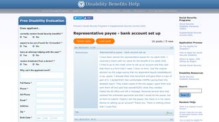 Representative payee - bank account set up - Disability Benefits Help