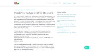 Update Your Payfuse Credit Card Password - Home Inspector Pro