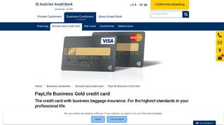 PayLife Business Gold credit card | Austrian Anadi Bank AG