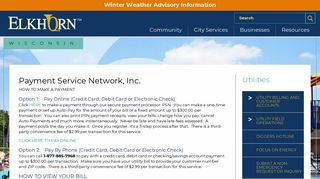 Payment Service Network, Inc. | Elkhorn Wisconsin - City of Elkhorn