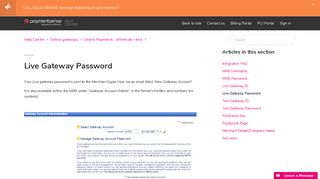 Live Gateway Password - Help Centre - Paymentsense
