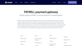 PAYMILL payment gateway in UK to accept credit cards online - Shopify