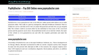 PayMyDoctor - Pay Bill Online www.paymydoctor.com - | PayPortalHelp