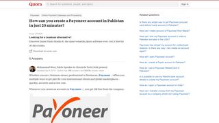 How to create a Payoneer account in Pakistan in just 20 minutes ...