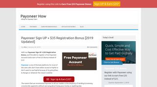 Payoneer Sign UP + $35 Registration Bonus [2019 Updated]